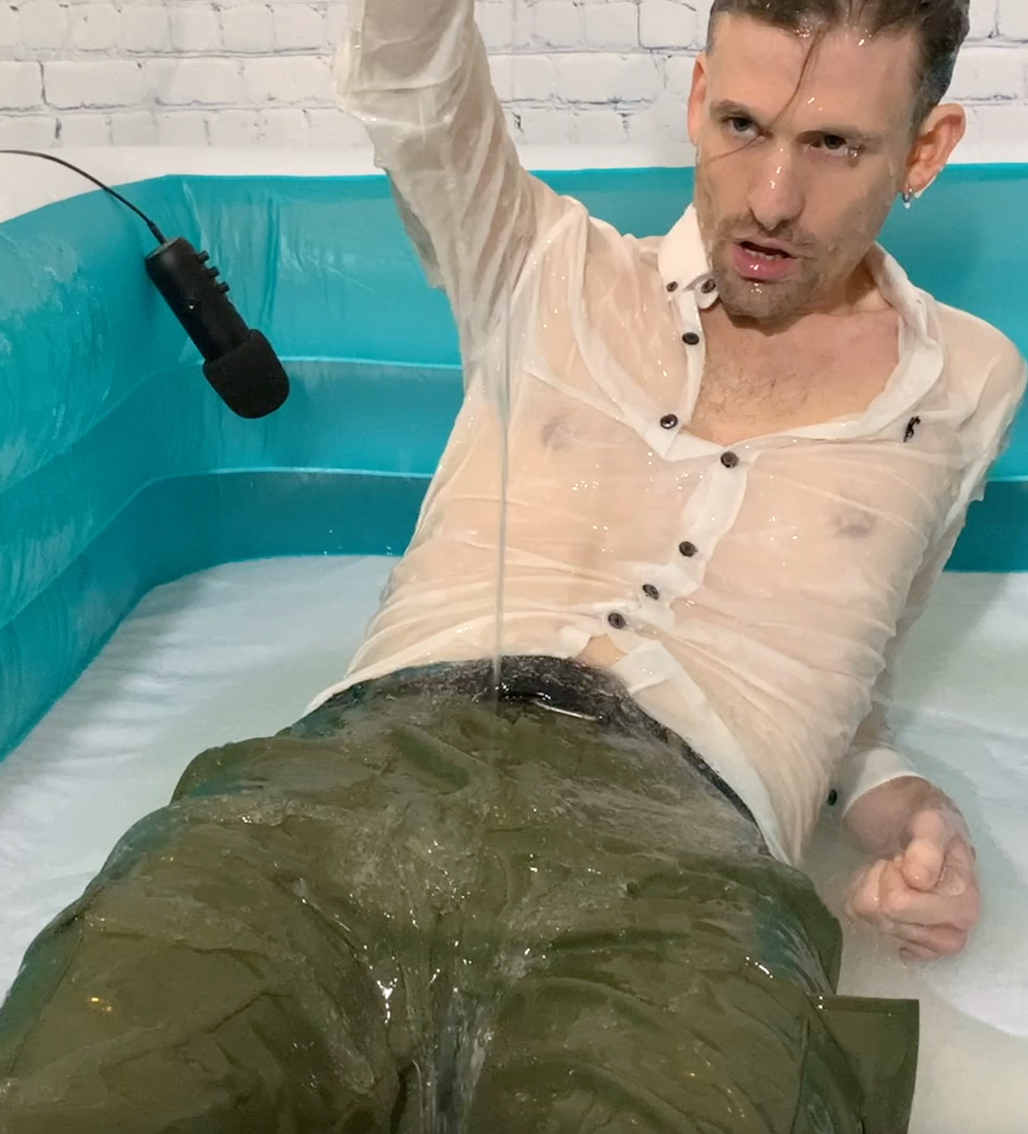 Adam Clear Gunge in Leather Cargo Pants