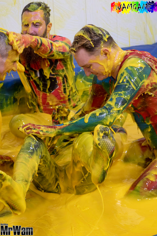 4 Guys Gunge Wrestle in Lycra Spidey Suits PHOTOS