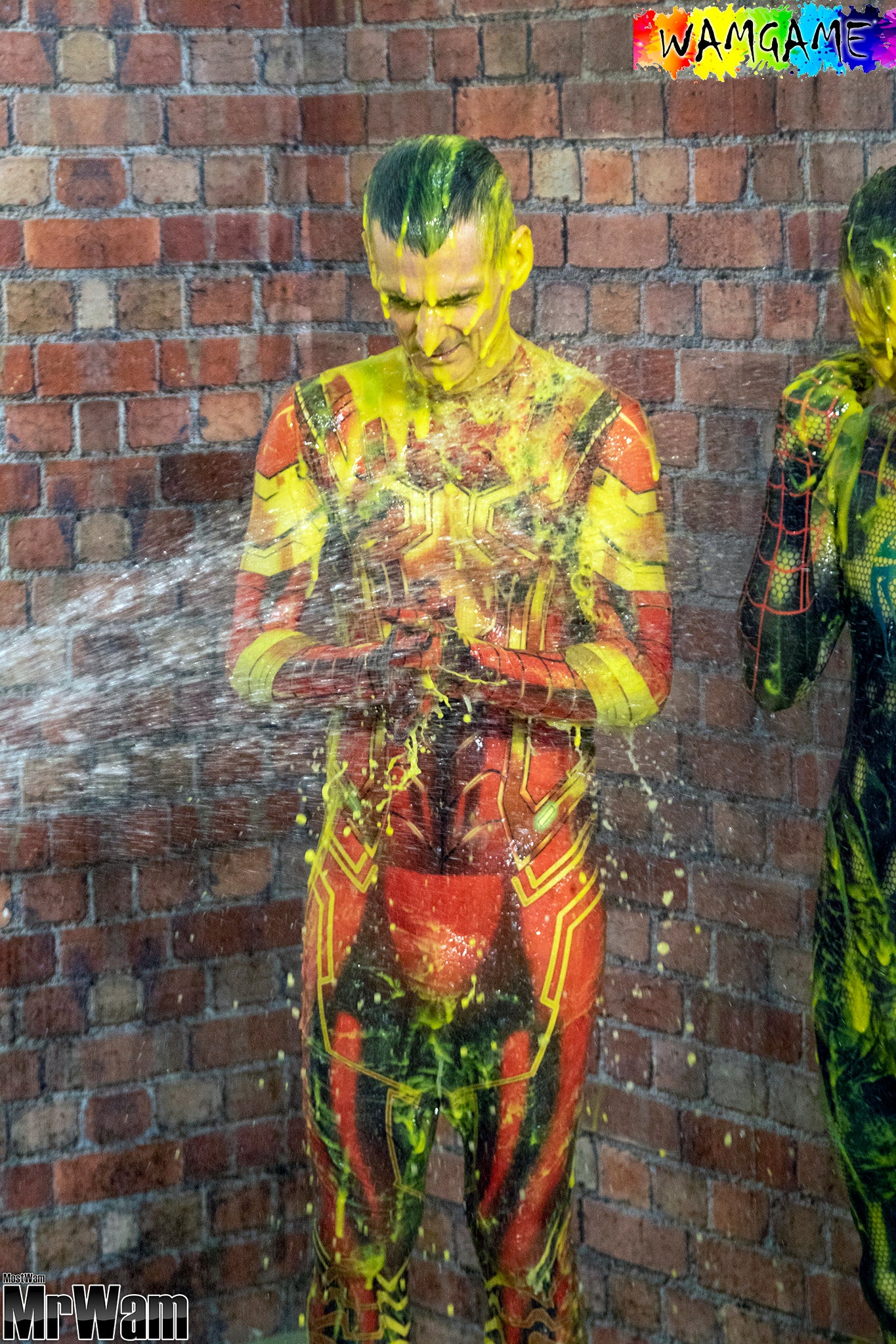 4 Guys Gunge Wrestle in Lycra Spidey Suits PHOTOS