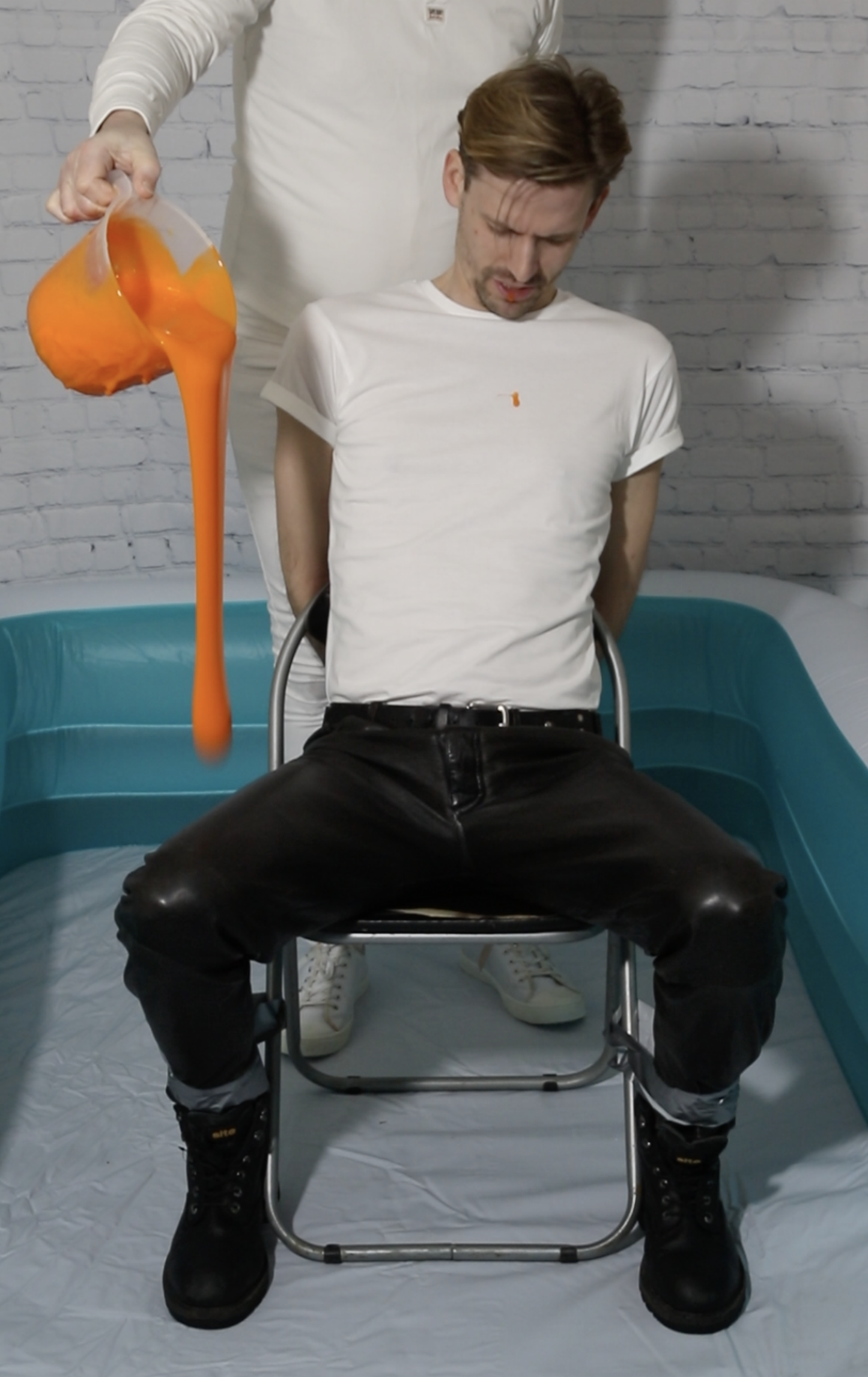 Adam Messy in Leather Trousers