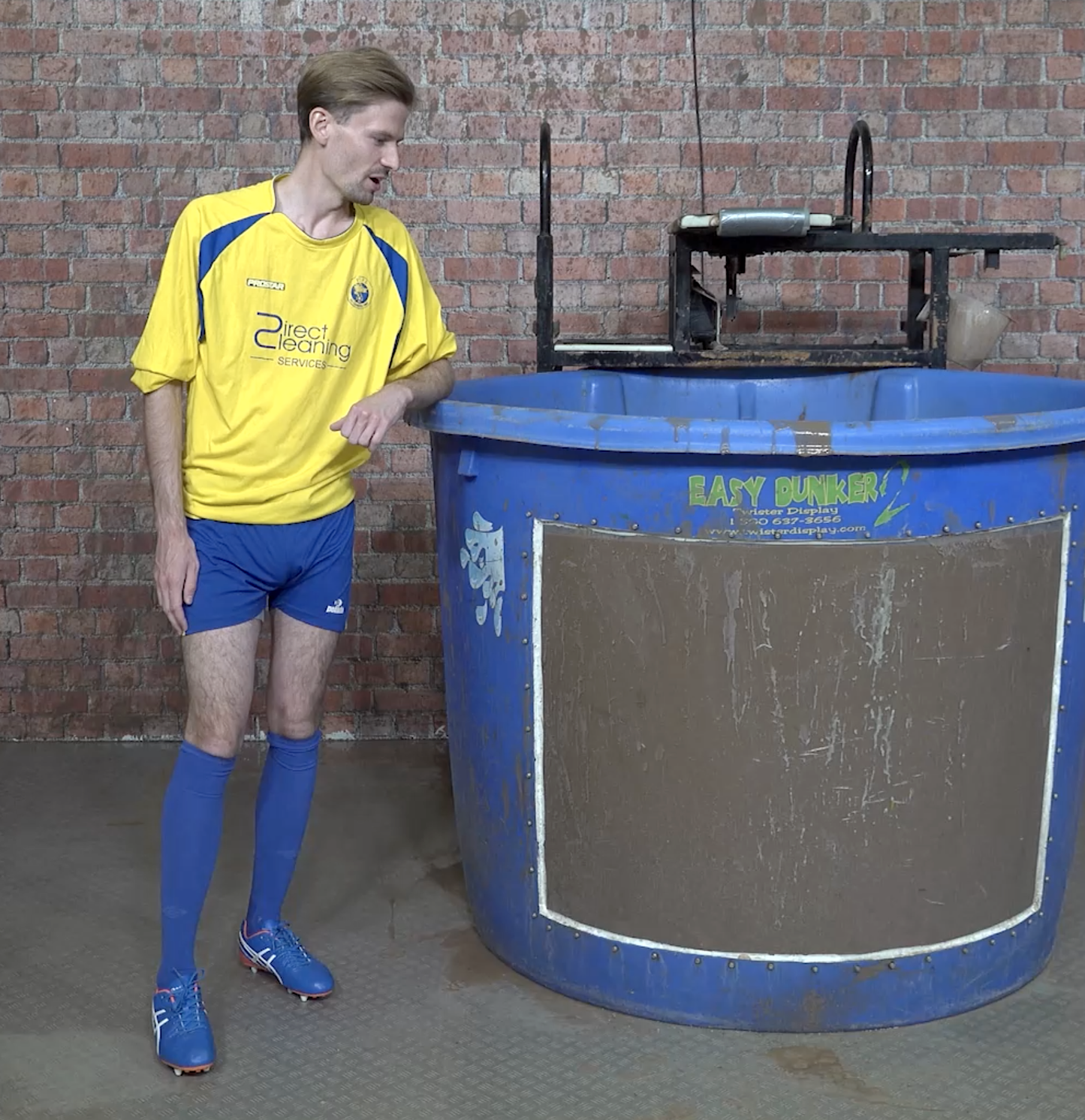 Adam Mud Dunk in Borrowed Footy Kit