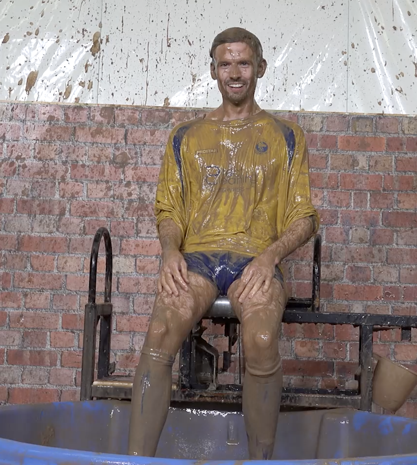 Adam Mud Dunk in Borrowed Footy Kit